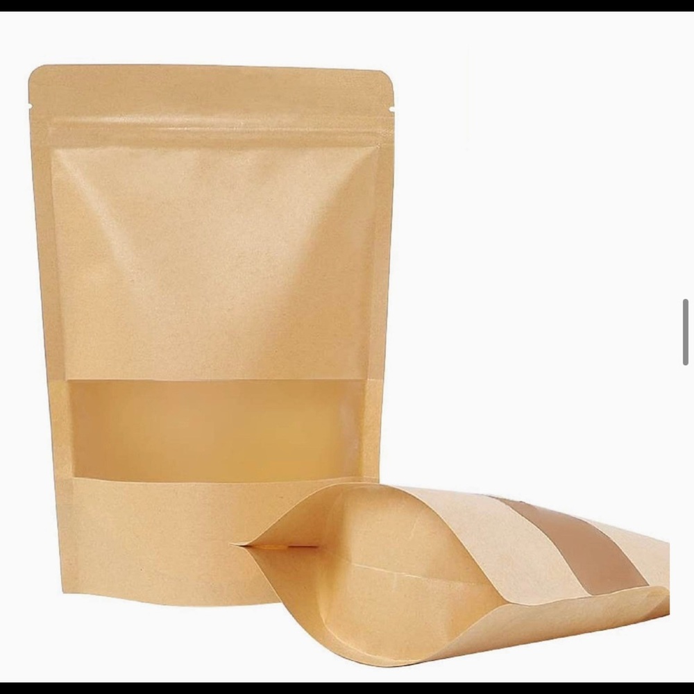 Kraft Stand Up Pouches, Ziplock Stand Up Bags with Window & Foil Lined